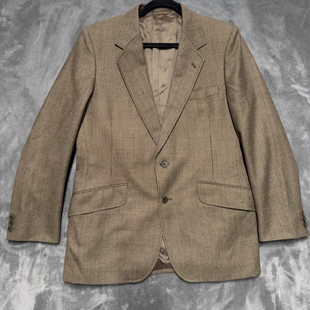 Aquascutum‎ Blazer Sport Coat Mens Brown Wool Tweed England Vintage 40 42